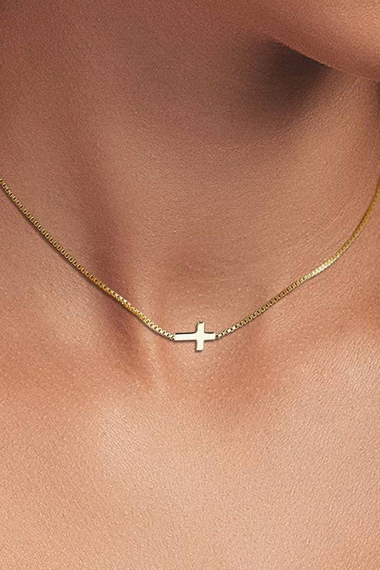 18K STAINLESS STEEL TARNISH FREE CROSS NECKLACE | 40NK9420: GOLD