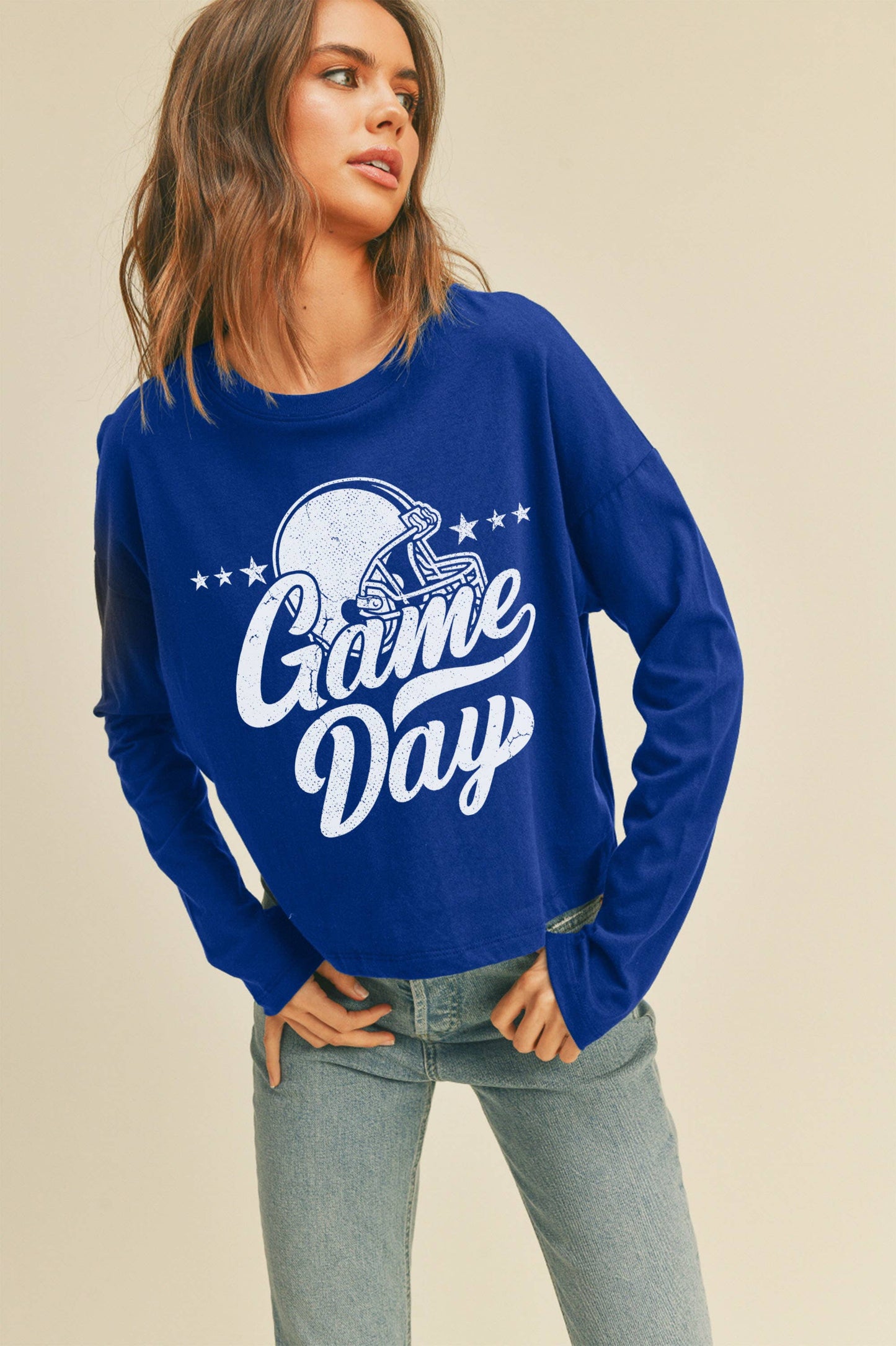 Royal Blue Game Day Long Sleeve Graphic Tee
