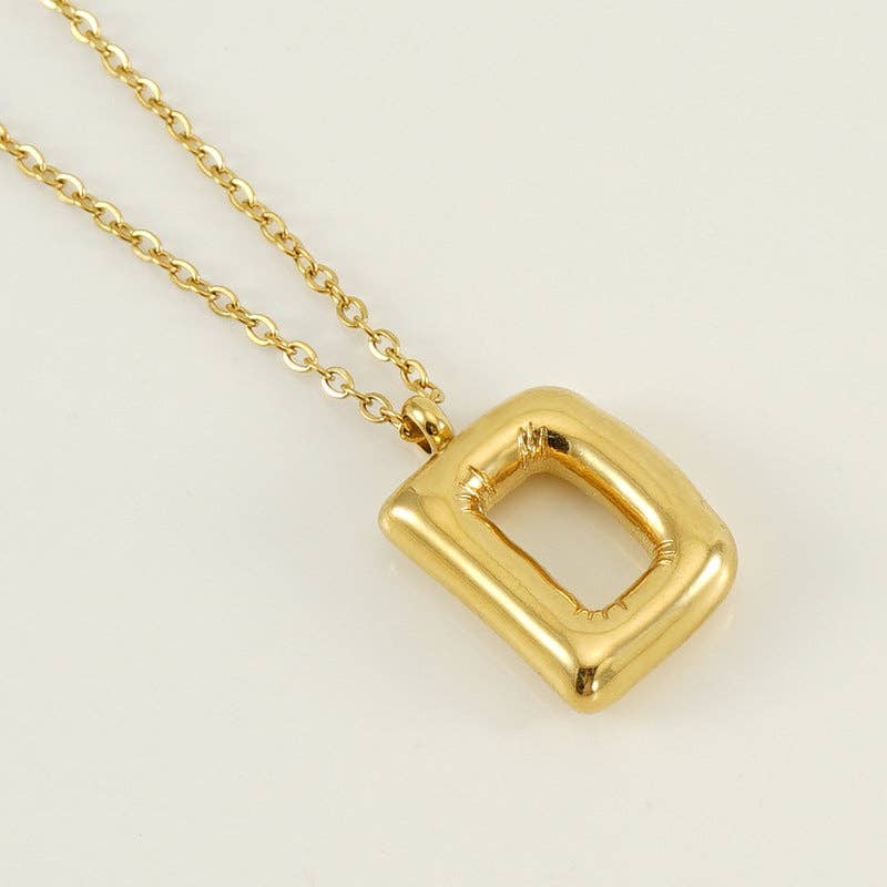 Bubble Initial Gold Necklace