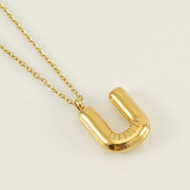 Bubble Initial Gold Necklace