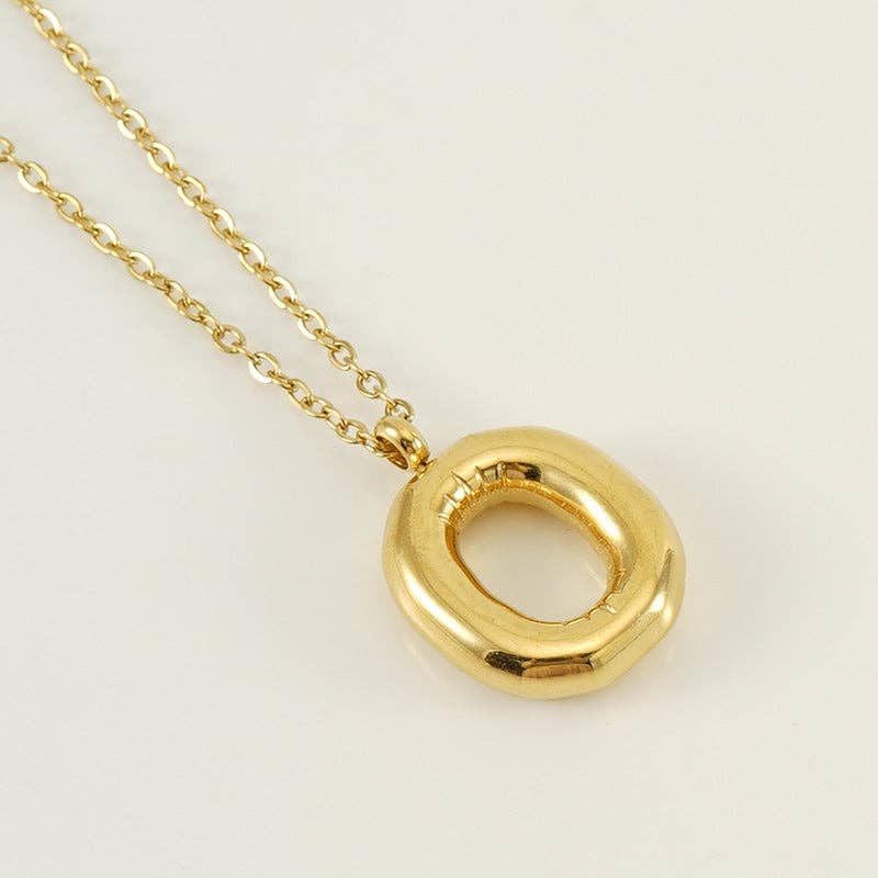 Bubble Initial Gold Necklace