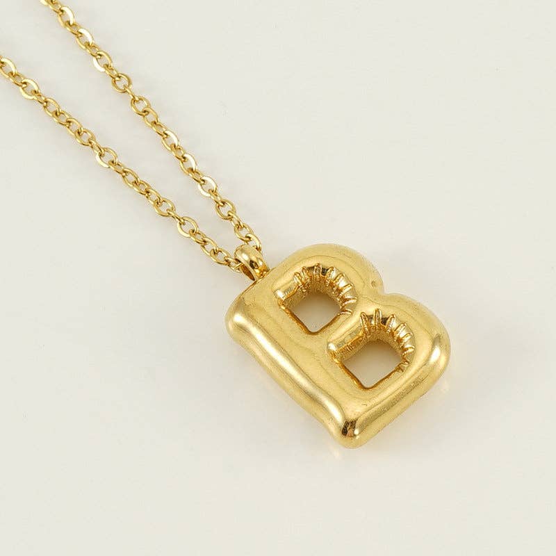 Bubble Initial Gold Necklace