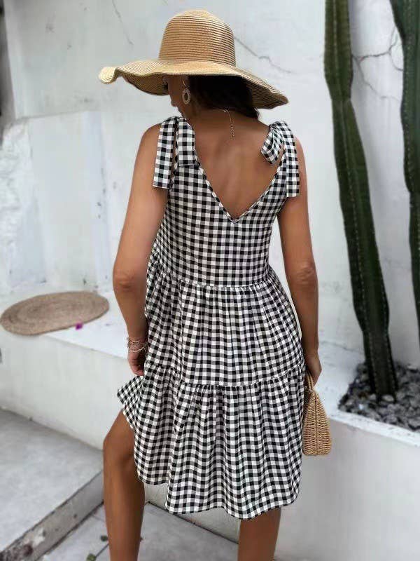 Greer Gingham Mini Babydoll Dress