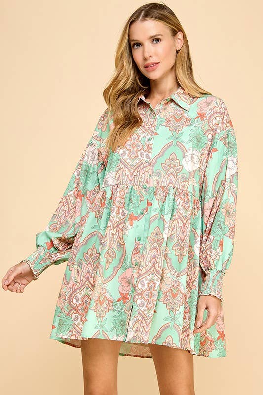 Allie Abstract Button Down Dress