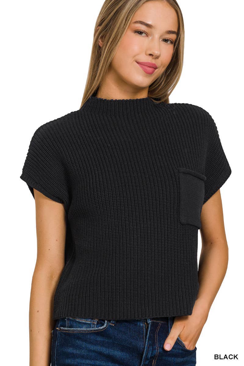 Maisy Mock Neck Short Sleeve Sweater