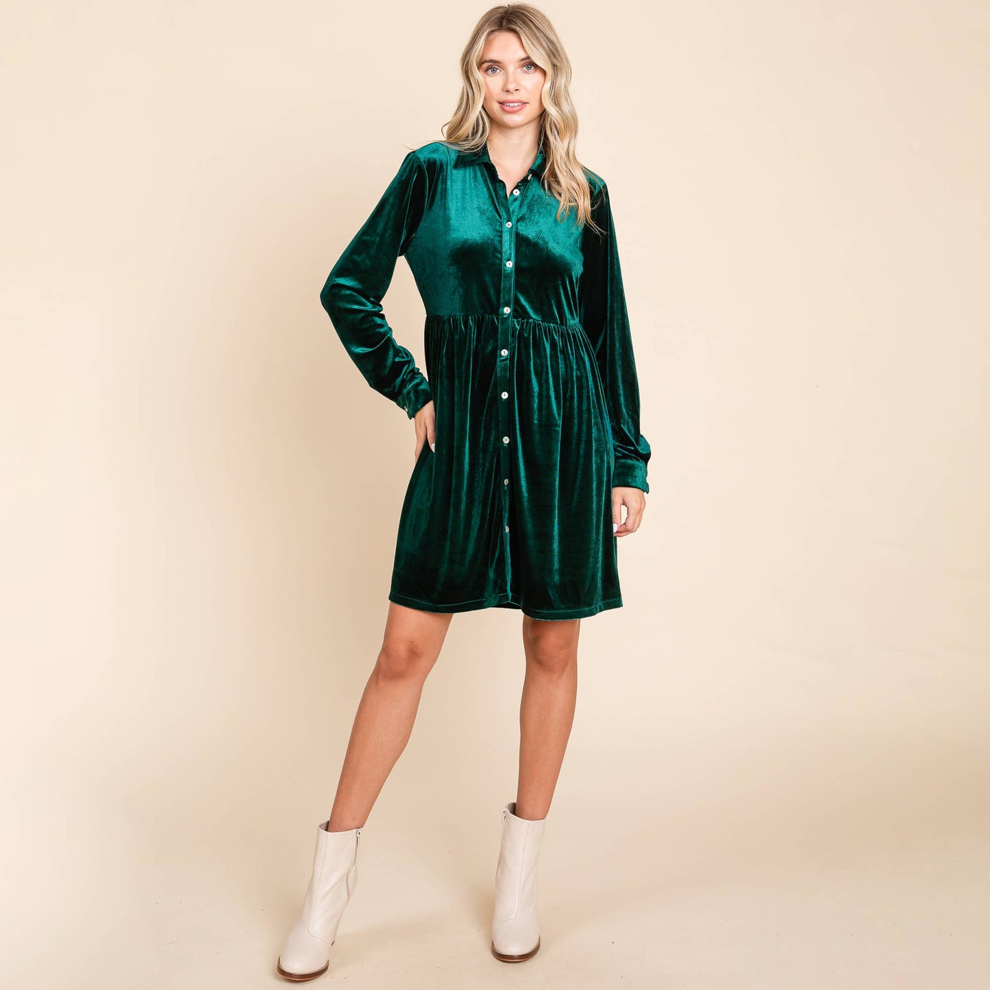 Vivian Velvet Shirt Dress