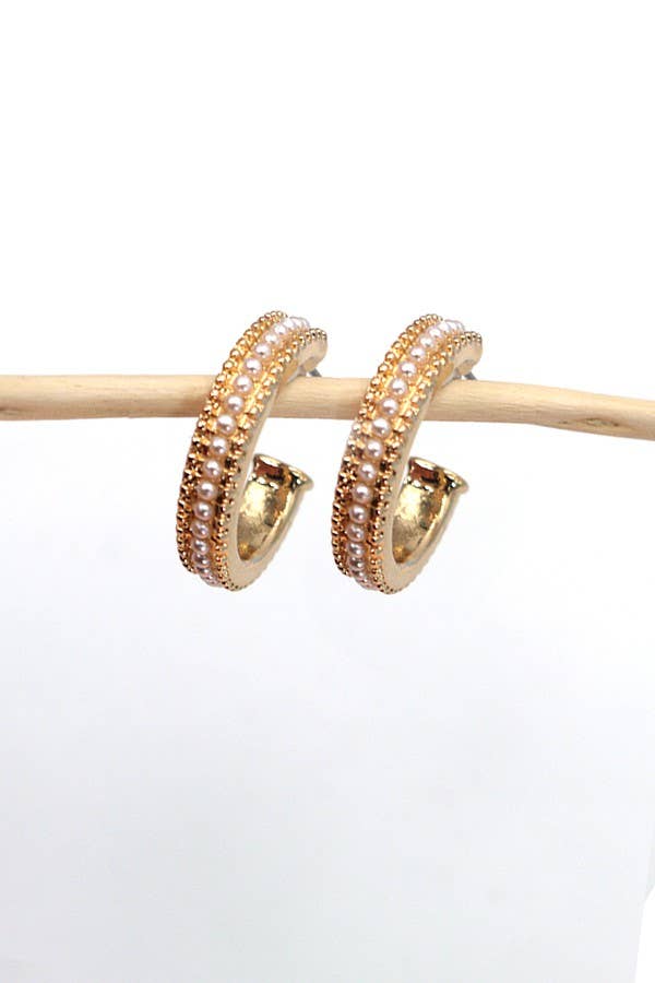 PEARL STUDDED HOOP EARRINGS
