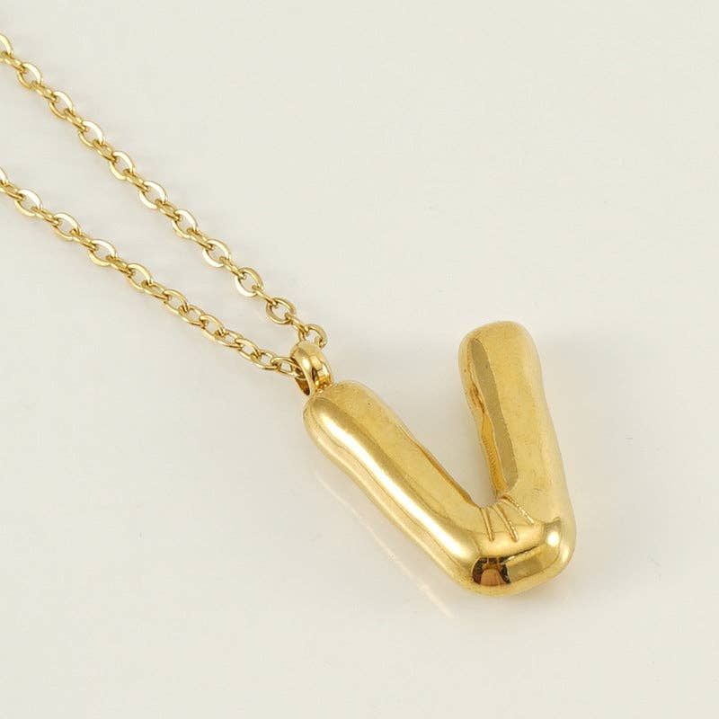 Bubble Initial Gold Necklace