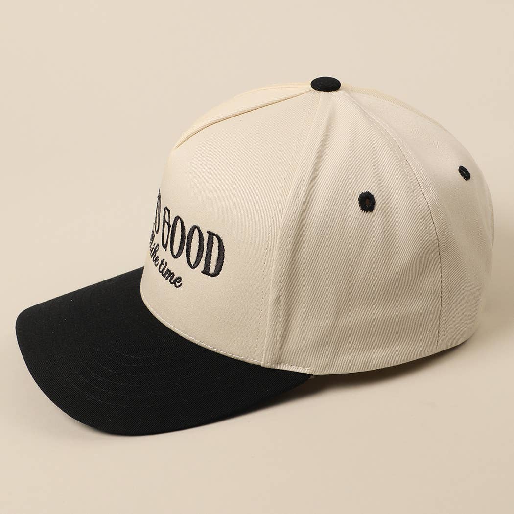God Is Good All The Time Embroidery Trucker Hat: Black