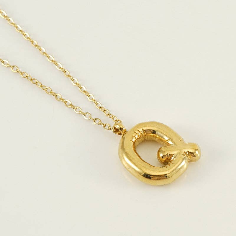 Bubble Initial Gold Necklace