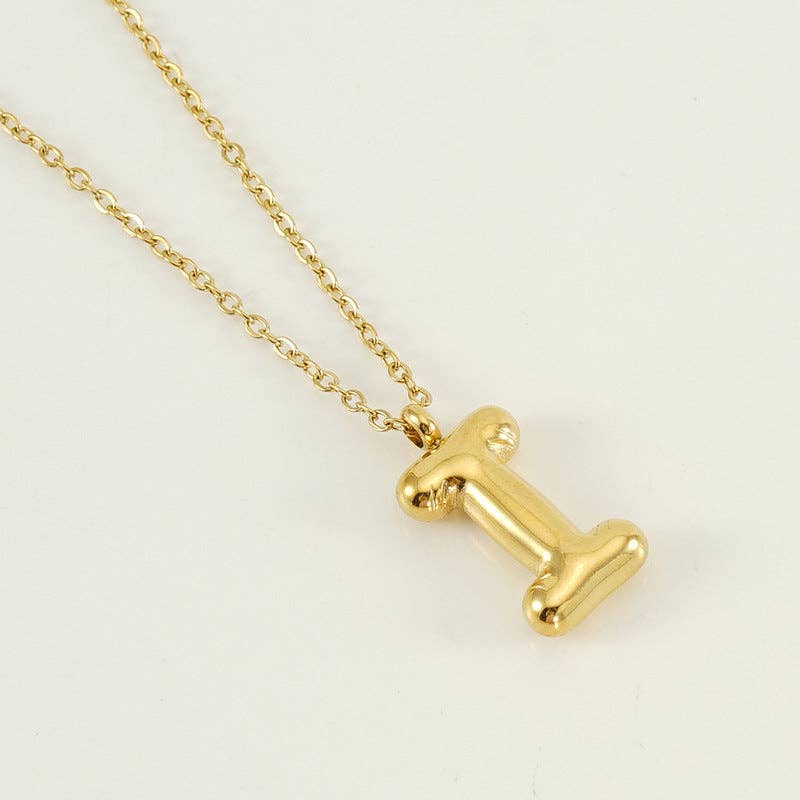 Bubble Initial Gold Necklace