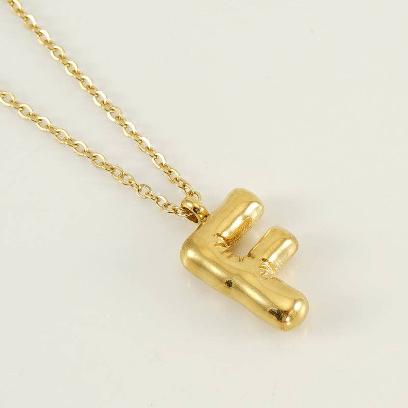 Bubble Initial Gold Necklace
