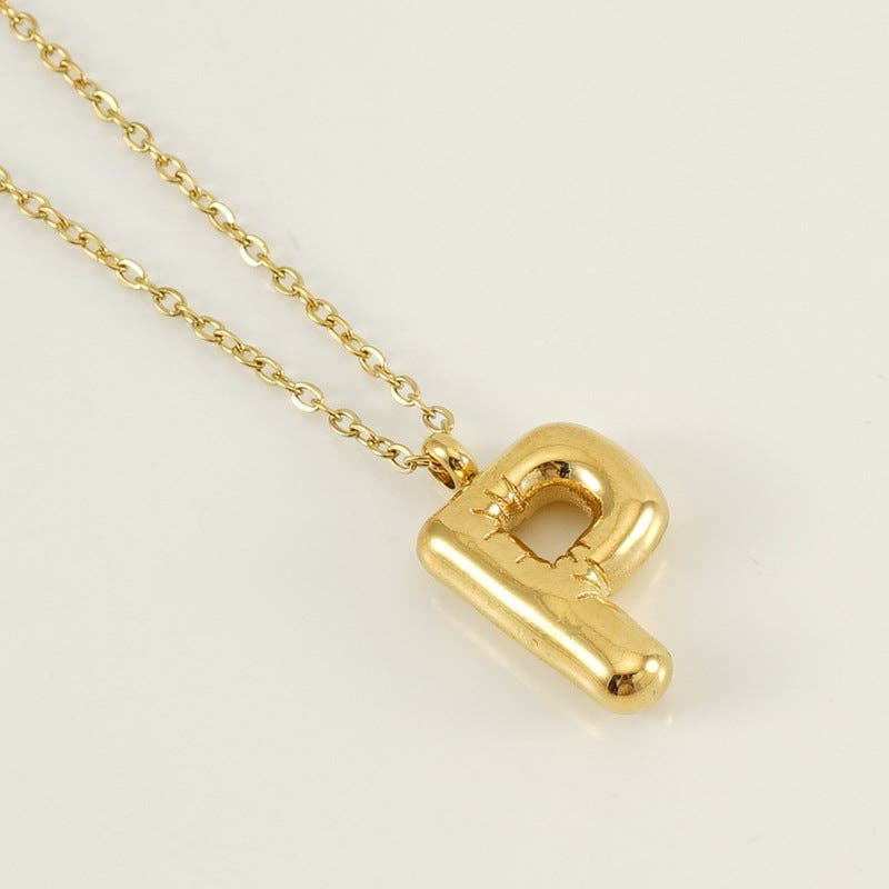 Bubble Initial Gold Necklace