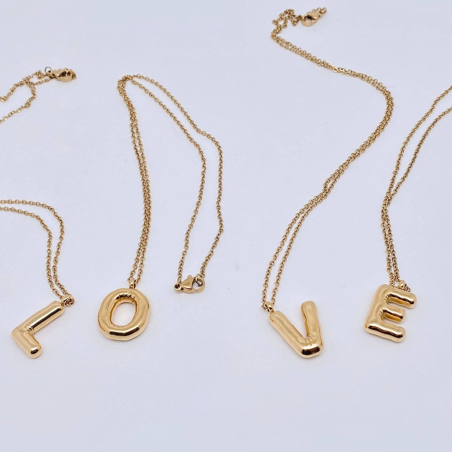 Bubble Initial Gold Necklace