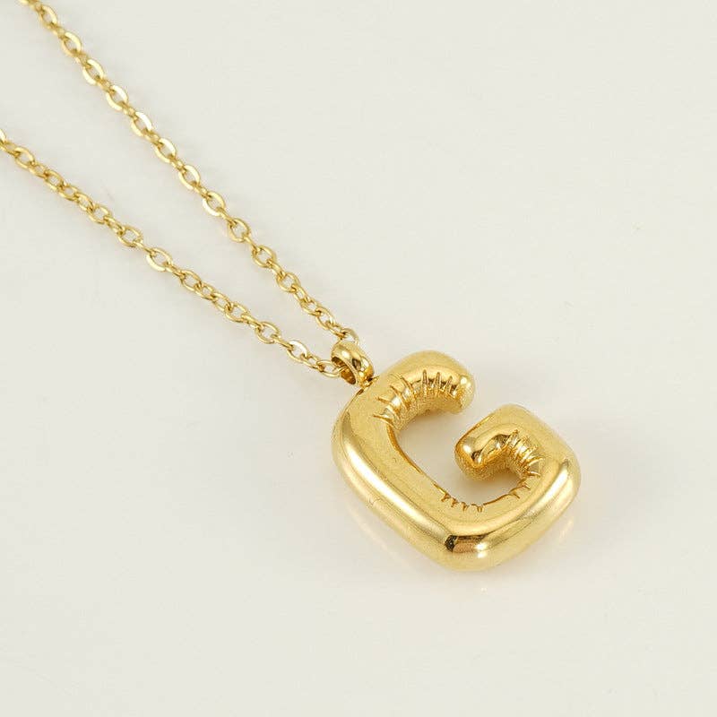 Bubble Initial Gold Necklace