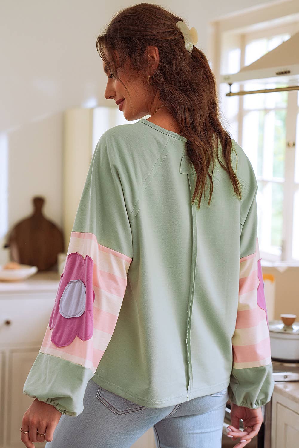Frenny Flower Patchwork Raglan Sleeve Top