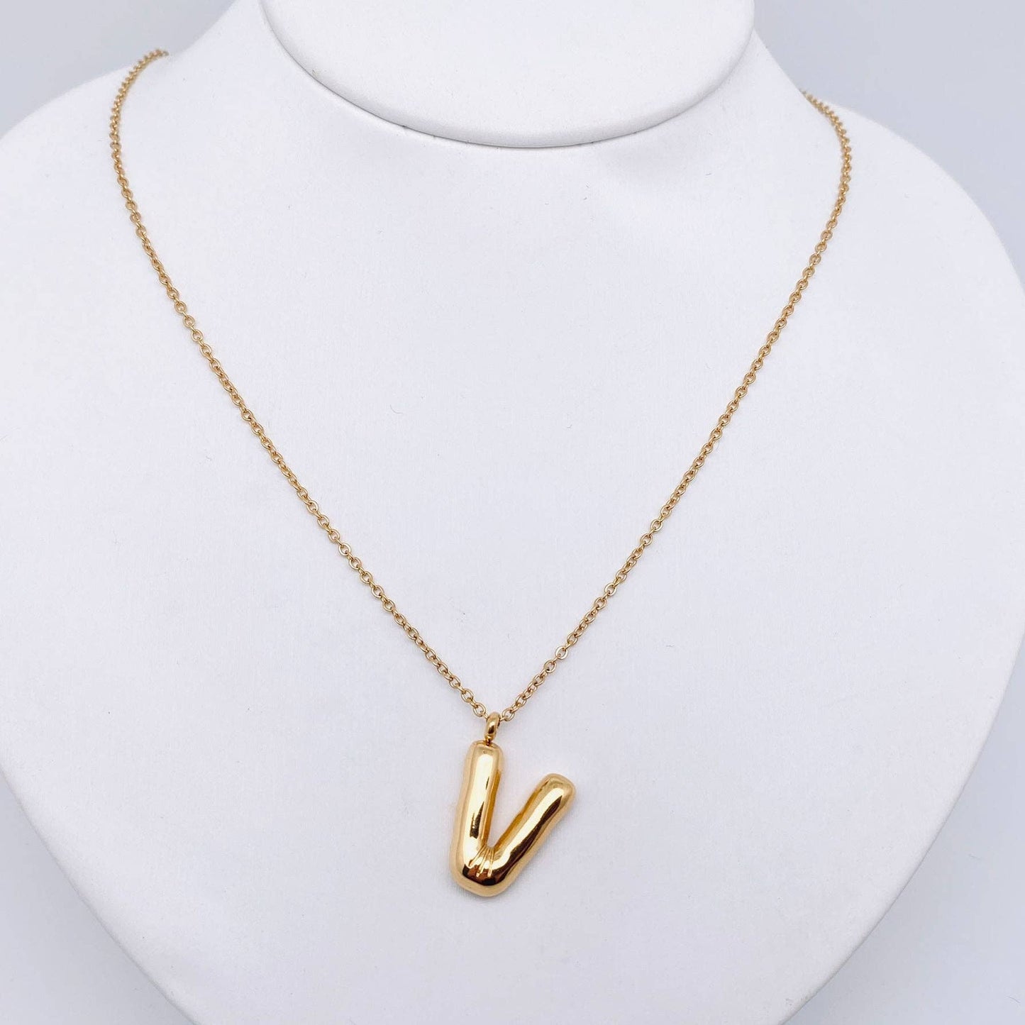 Bubble Initial Gold Necklace