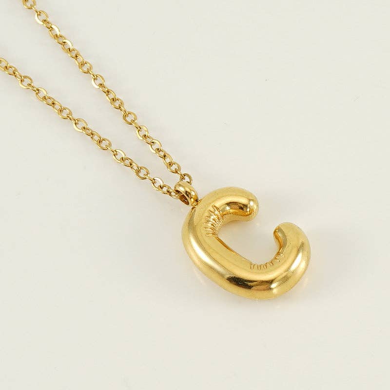 Bubble Initial Gold Necklace