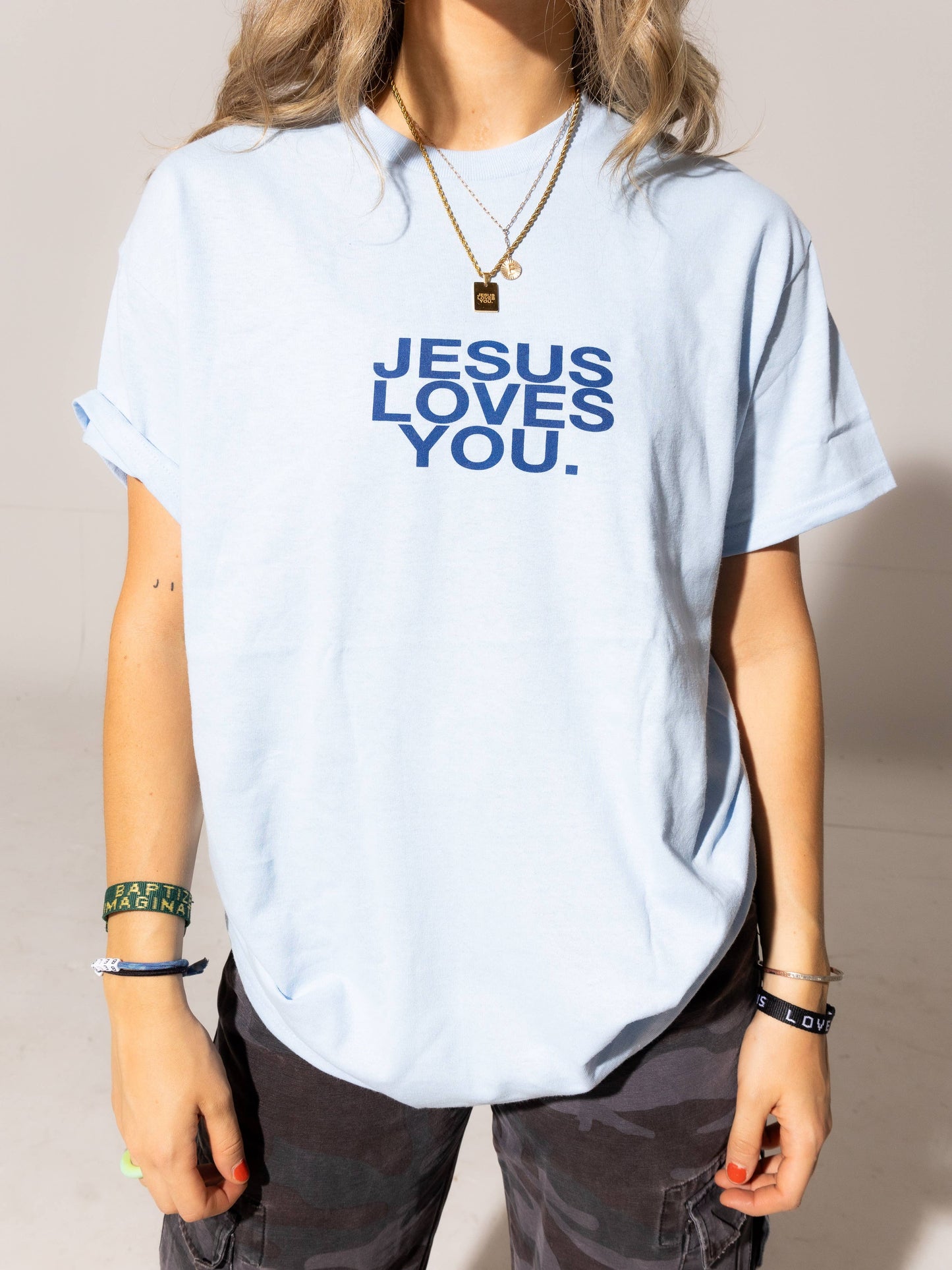 Jesus Loves You T Shirt - Light Blue