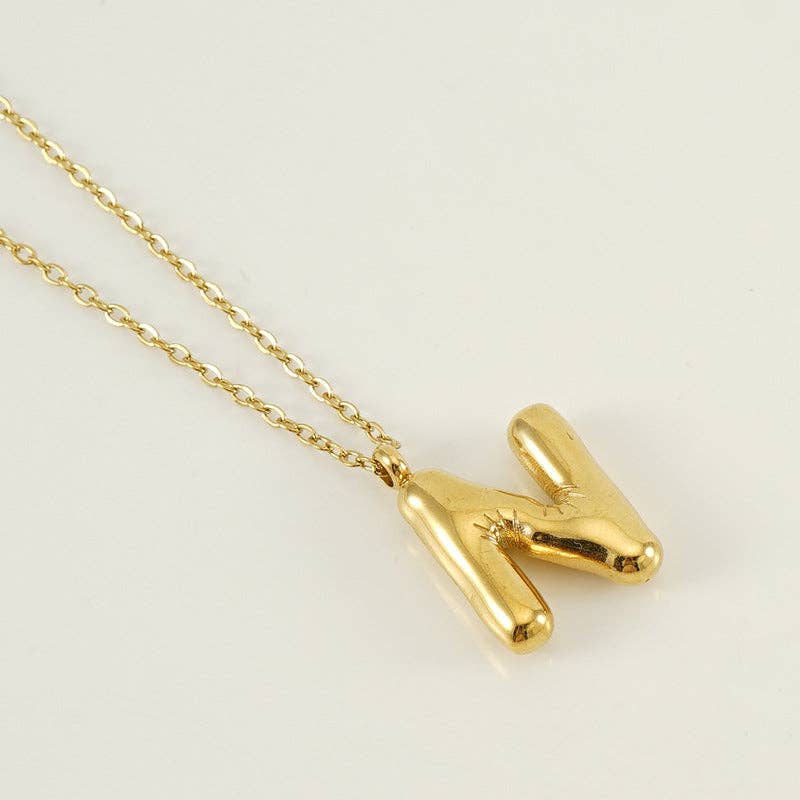 Bubble Initial Gold Necklace