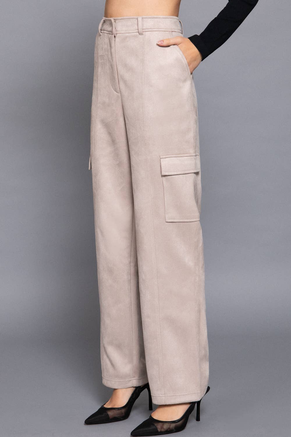 Shanley Suede Straight Line Cargo Pants