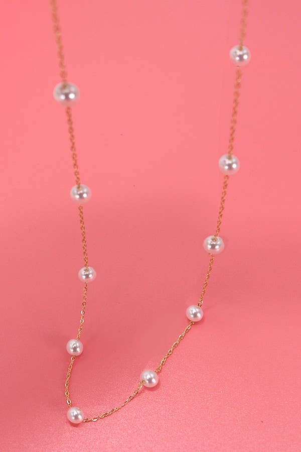 Gold Titanium Non-Tarnish Pearl Necklace