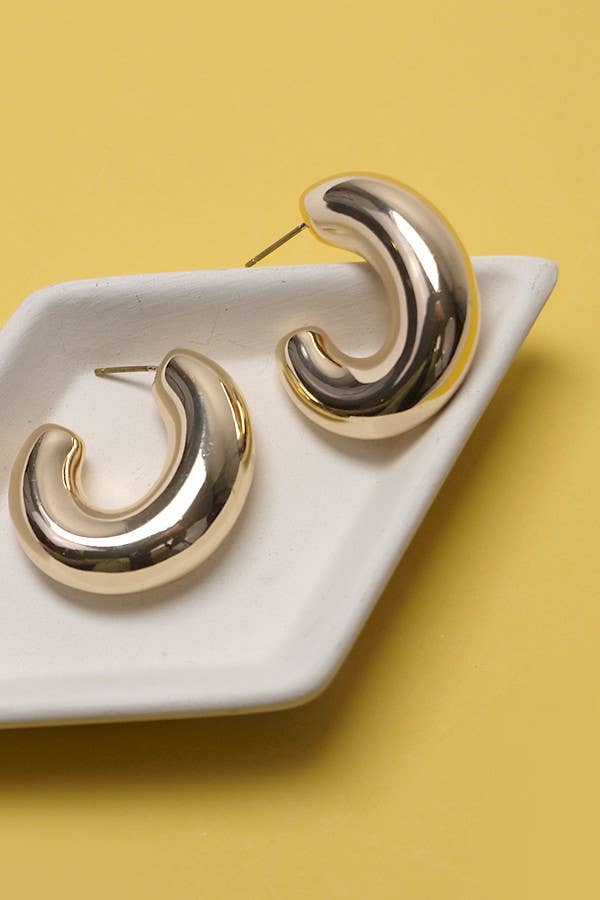 Puffy Hoop Gold Earrings