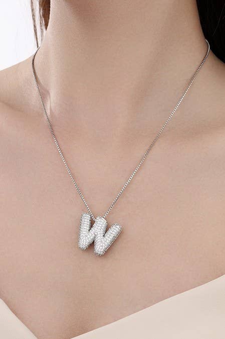 INITIAL PAVE RHINESTONE BUBBLE BALLOON NECKLACE | 80N751: GOLD-J