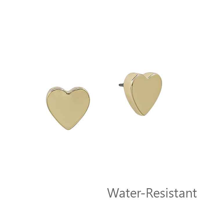 Water Resistant Gold Heart Stud Earring