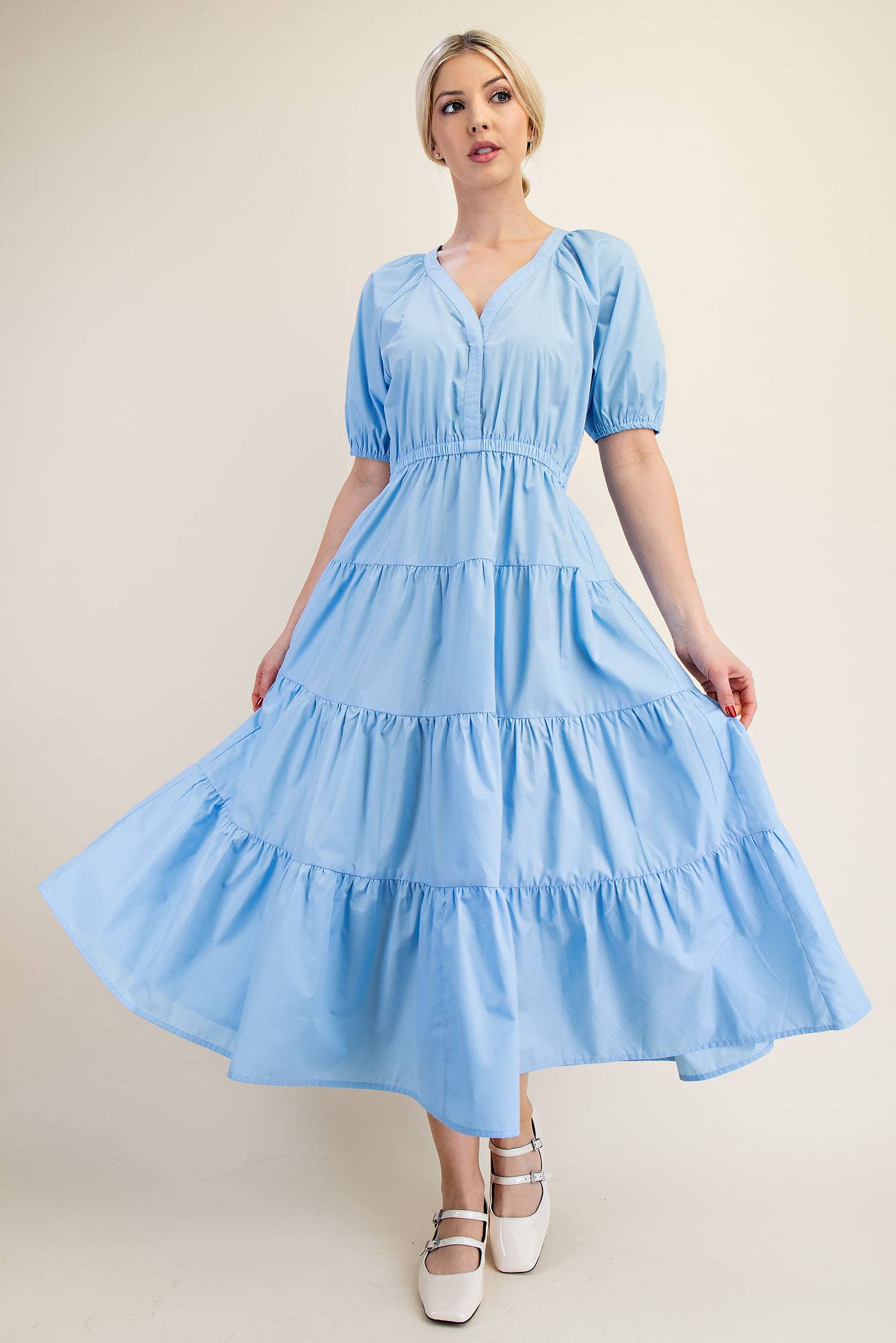 Paloma Puff Sleeve Tiered Maxi Dress
