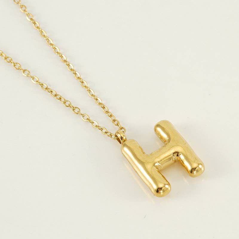 Bubble Initial Gold Necklace