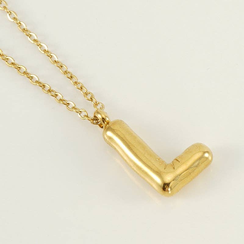 Bubble Initial Gold Necklace