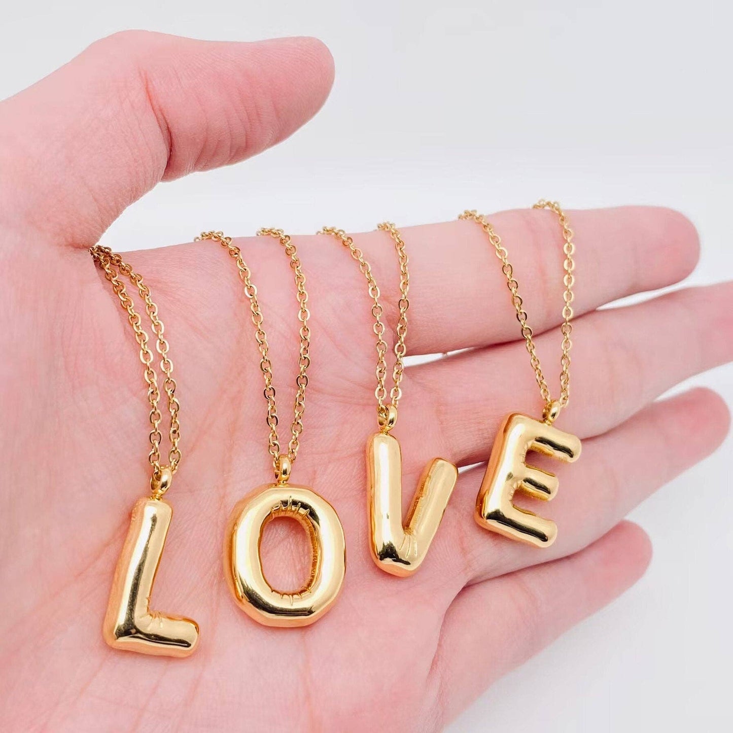 Bubble Initial Gold Necklace