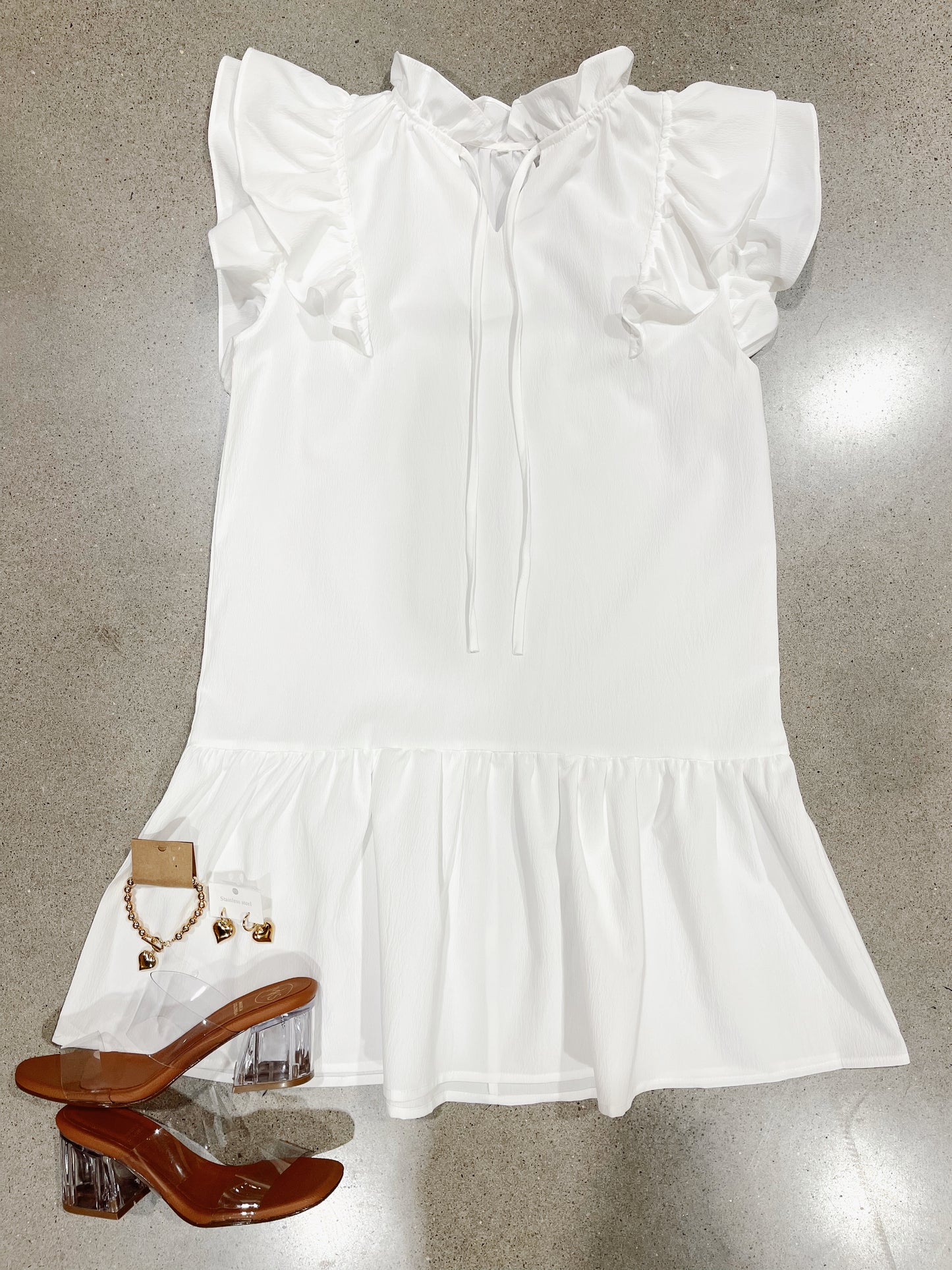 Vallery V-neck Ruffle Sleeve Pleated Dress