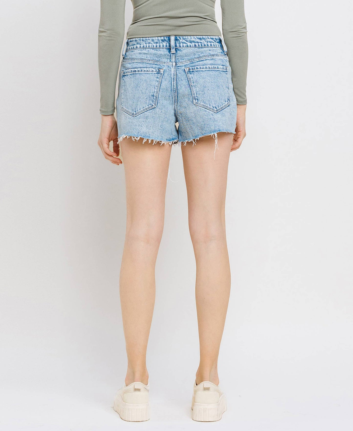 Haley High Rise Raw Distressed Hem Shorts