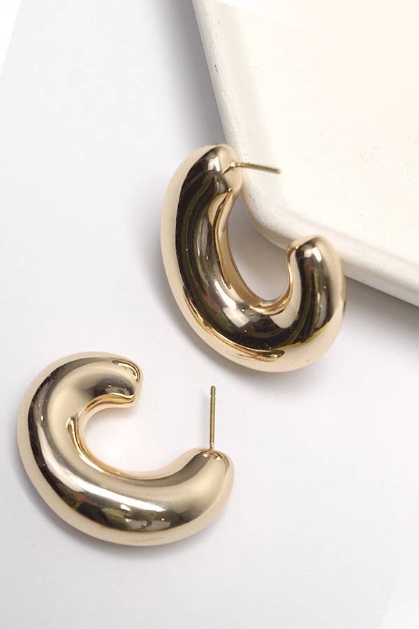 Puffy Hoop Gold Earrings