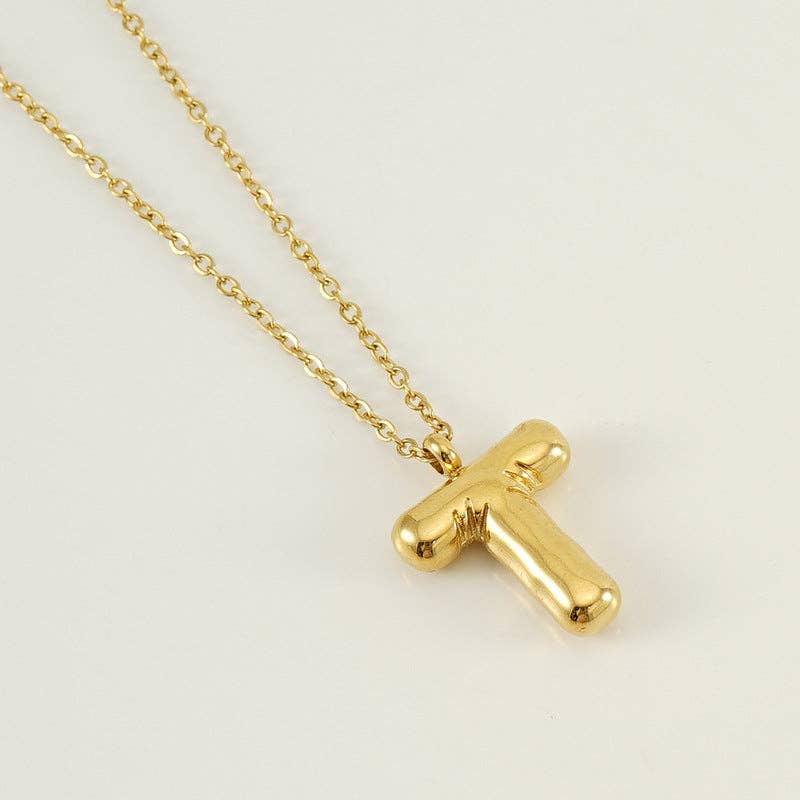 Bubble Initial Gold Necklace