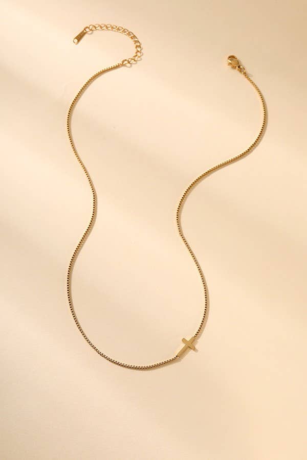 18K STAINLESS STEEL TARNISH FREE CROSS NECKLACE | 40NK9420: GOLD