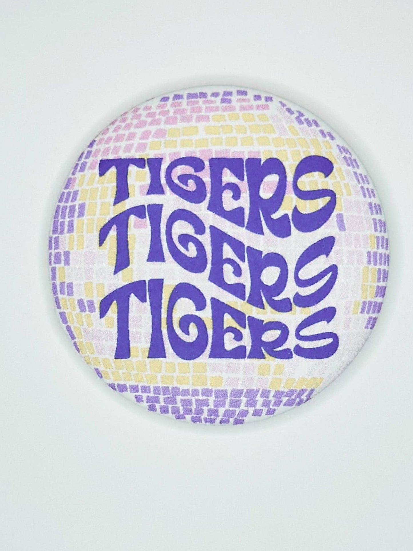 Disco Tigers x3 Button (yellow & purple)