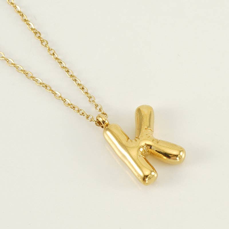 Bubble Initial Gold Necklace