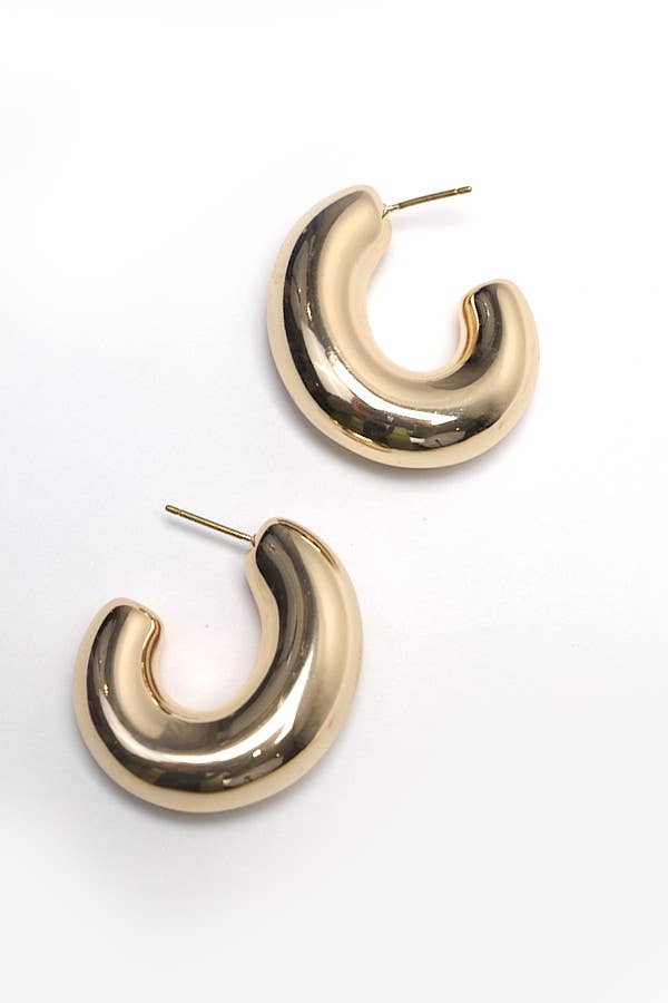 Puffy Hoop Gold Earrings