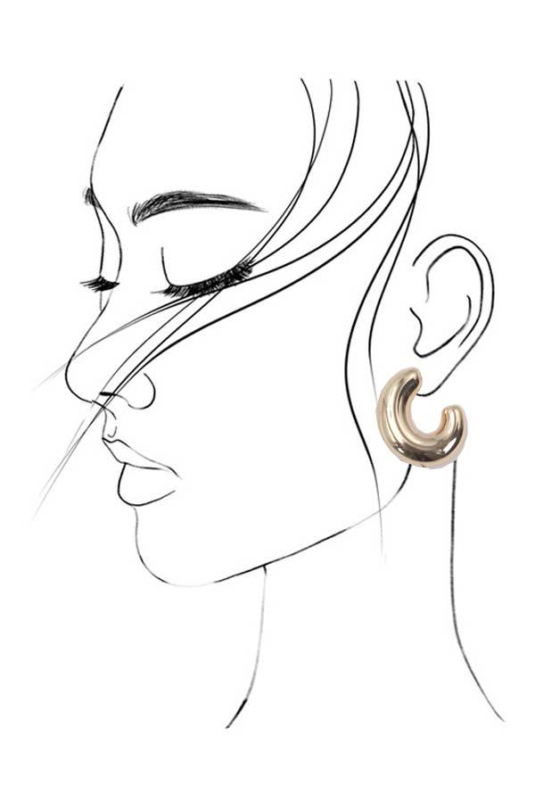 Puffy Hoop Gold Earrings