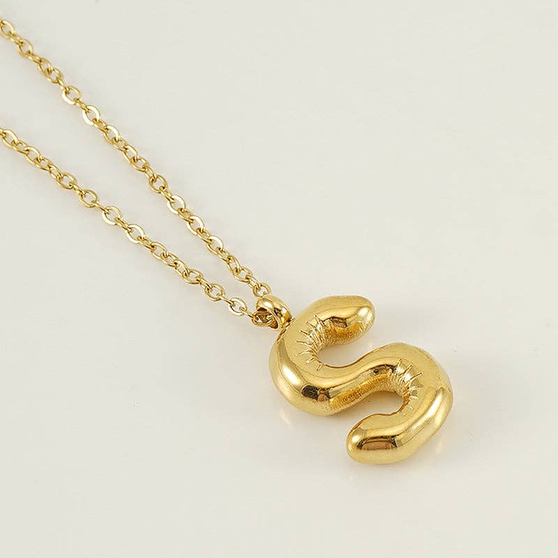 Bubble Initial Gold Necklace