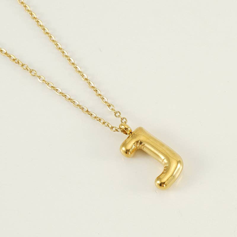 Bubble Initial Gold Necklace