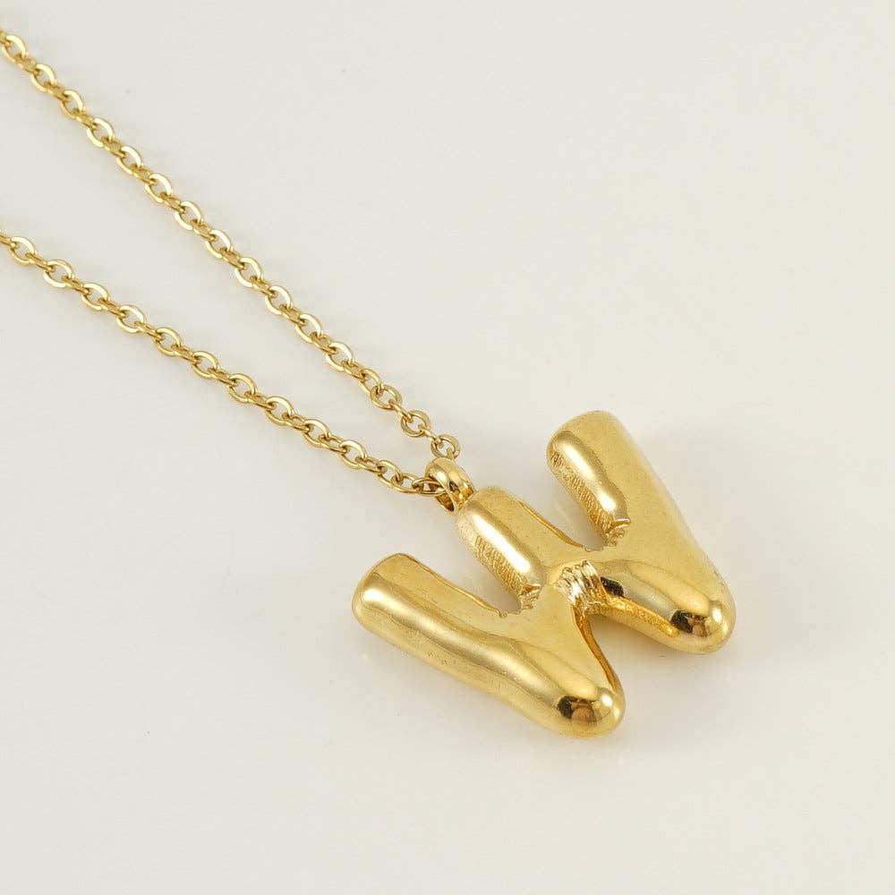 Bubble Initial Gold Necklace