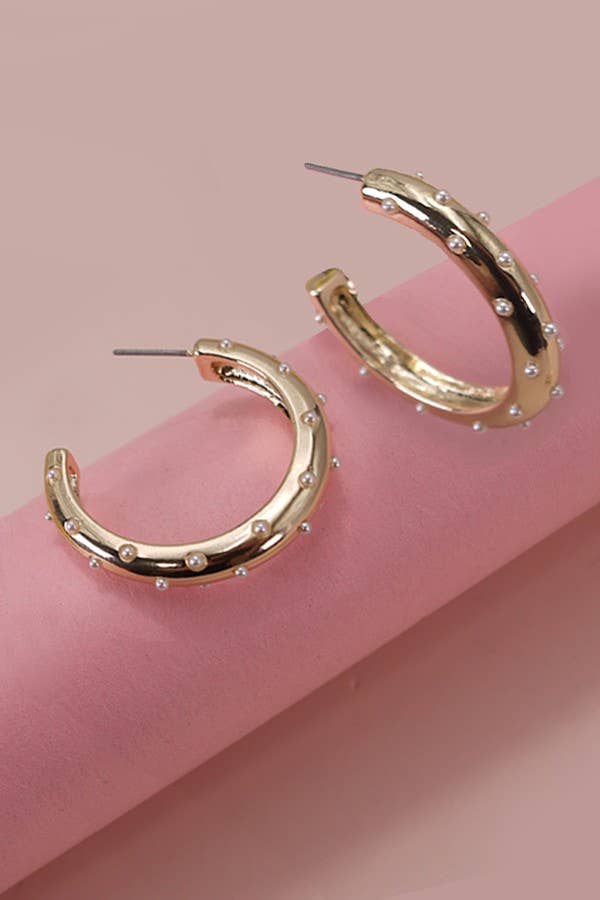 PEARL STUDDED HOOP EARRINGS Large