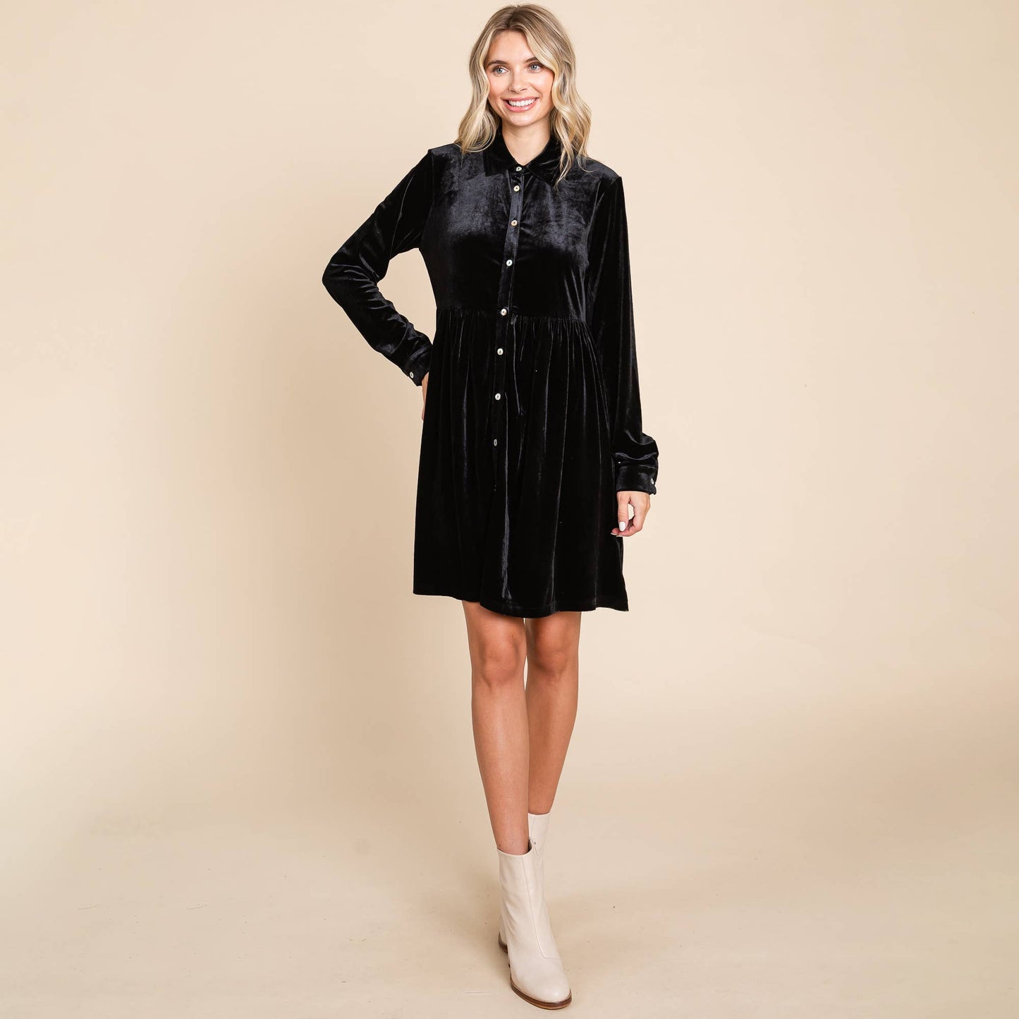 Vivian Velvet Shirt Dress