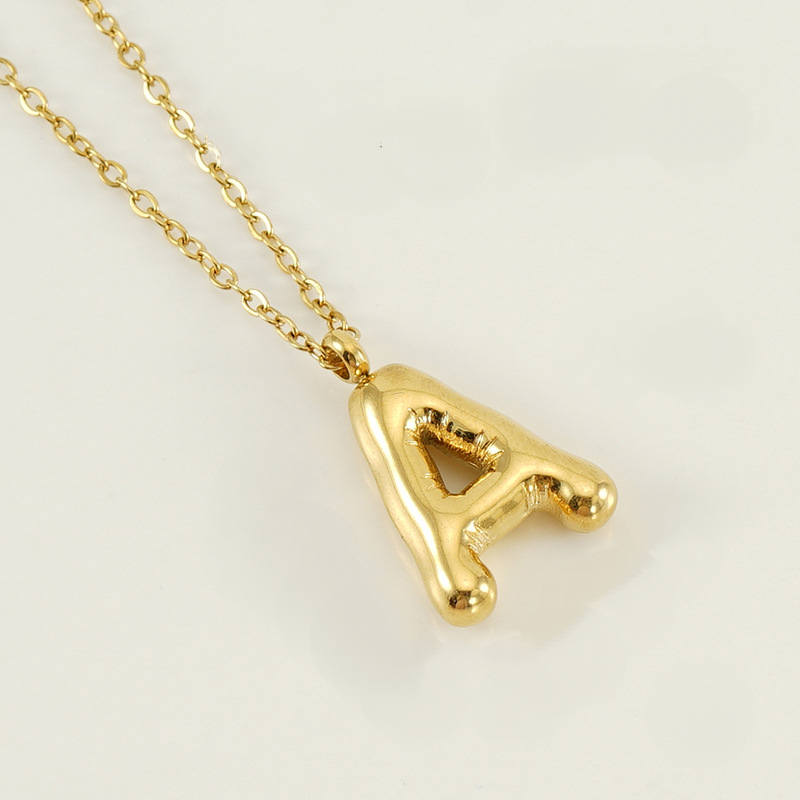 Bubble Initial Gold Necklace