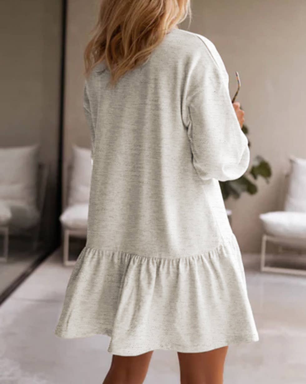 Hadlee Heathered Ruffle Drop Waist Dress