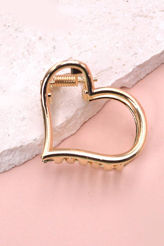 Mini Gold Heart Hair Claw Clip